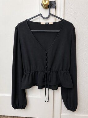 Levi's Black Tie Front Blouse - Size Small